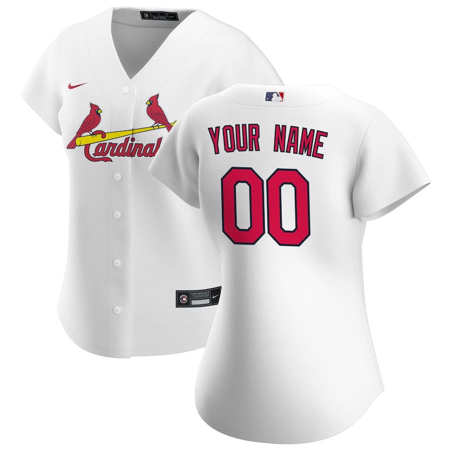 Womens St. Louis Cardinals Nike White Home Replica Custom MLB Jerseys->customized mlb jersey->Custom Jersey